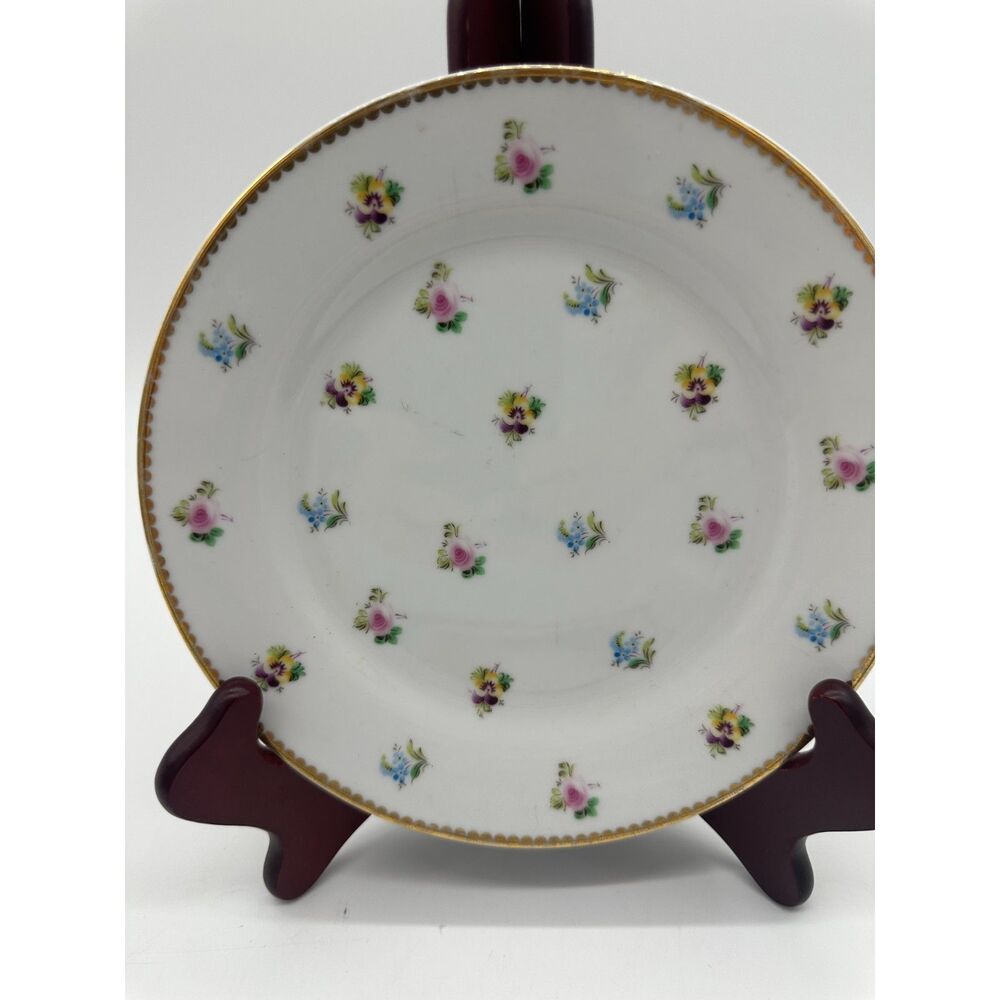 I. Godinger & Company 8” Rosebud Dessert Plate Gold Trim EUC